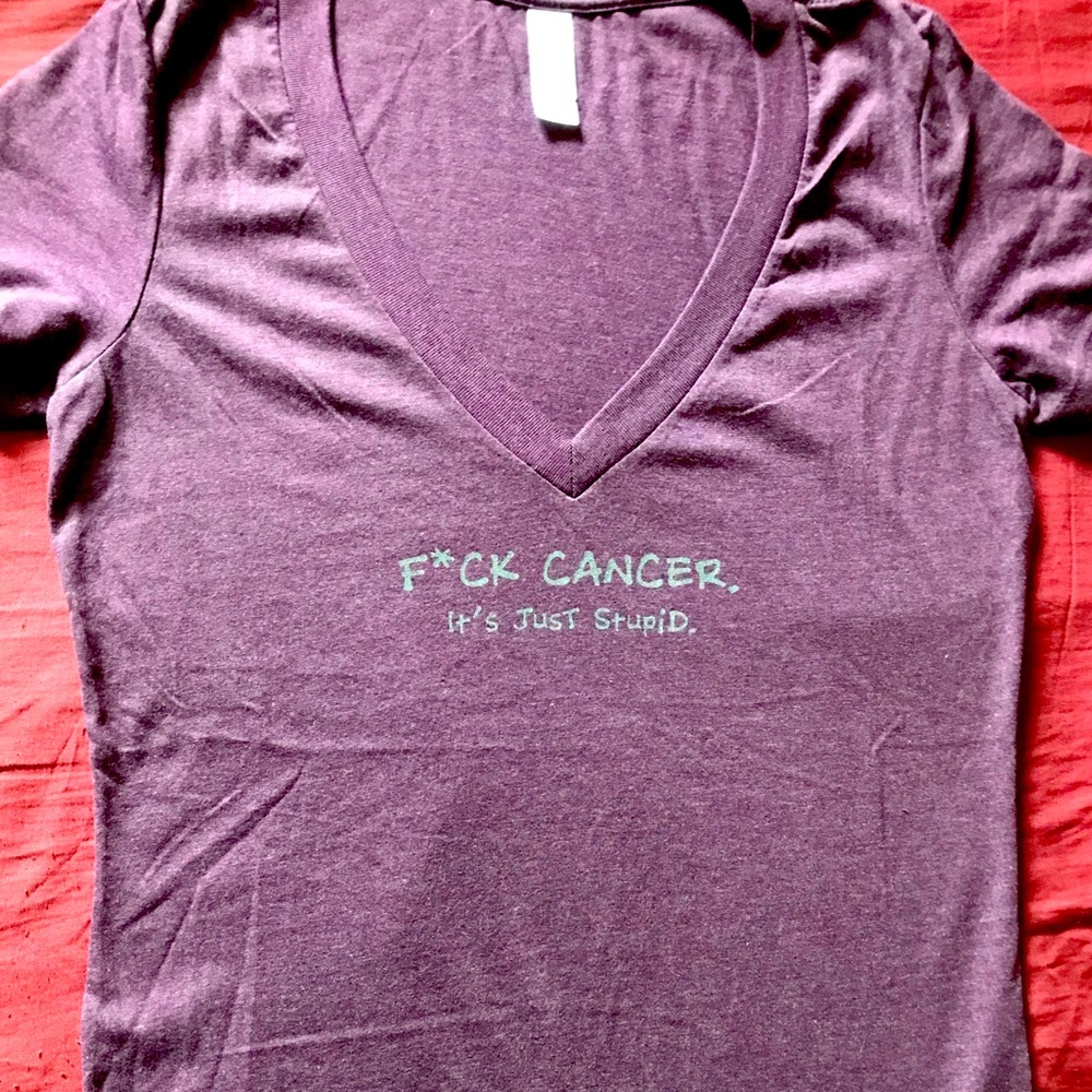 Sale! Cancer Awareness Women’s Low V Tshirt Plum